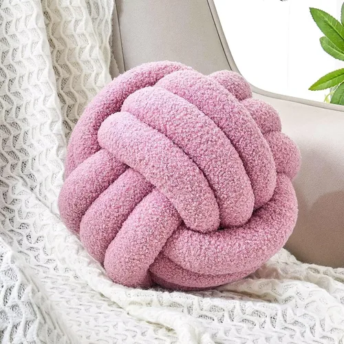 Miniatura 16 de Uvvyui Bola de Almohada con Nudo, Almohadas Decorativas Suaves para el Hogar, Almohada Redonda de Tiro, Almohada de Felpa Anudada Hecha a Mano