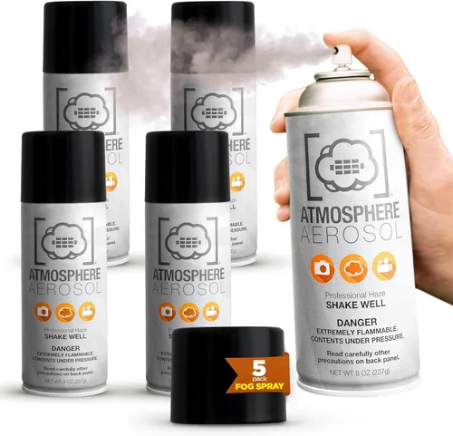 Paquete de 5 – Haze/Fog Atmosphere Aerosol Spray para fotógrafos y cineastas – Efectos de humo y rayos de luz para fotografía para uso en interiores