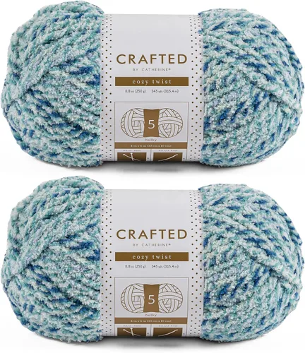 Miniatura 11 de Crafted By Catherine Cozy Twist Yarn - Paquete de 2 (345 yardas cada madeja), beige multicolor, calibre 5 voluminoso