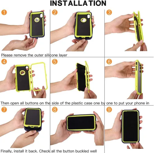 Miniatura 4 de Funda para iPhone 8 y iPhone 7, resistente, con función atril, protector de pantalla integrado, 4 en 1, fuerte y resistente a prueba de golpes