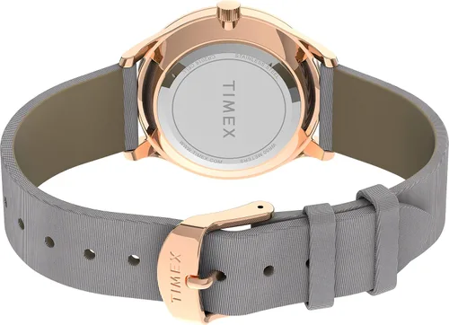 Miniatura 4 de Timex Reloj Starstruck de 1.260 in para mujer - Caja de oro rosa esfera blanca con correa de cuero gris