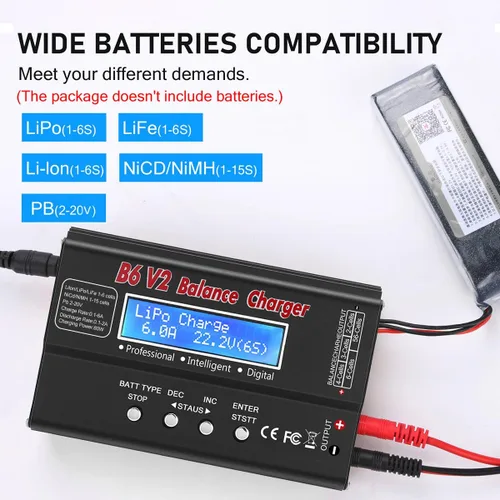 Miniatura 2 de LiPo Cargador de Batería Balance RC Cargador de Batería Descargador para 1S-6S LiPo/Li-Fe/Li-ion 1S-15S NiMH/NiCD Paquetes Cargadores de Batería RC