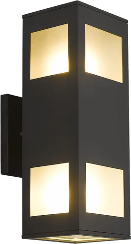 Miniatura 9 de harriet Luces de porche modernas para exteriores, cubierta de aluminio impermeable IP64 y vidrio templado, aplique de pared rectangular arriba/abajo