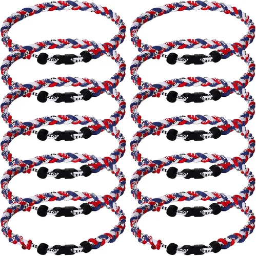 Miniatura 13 de Zeyune Collar de béisbol de 18 pulgadas para niños, tres cuerdas trenzadas, tornado, titanio, collar de cuerda de béisbol para hombre