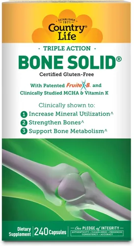 Miniatura 7 de Country Life Bone Solid - Suplemento de salud ósea con hidroxiapatita microcristalina (MCHA), calcio, magnesio, zinc, vitaminas K2 y D3 para mejorar