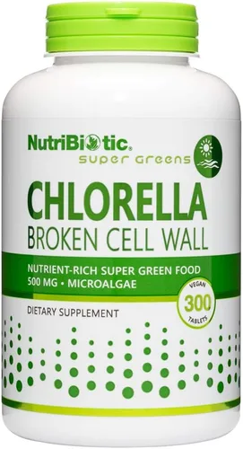 Miniatura 6 de NutriBiotic - Chlorella Super Green Food 500 mg 150 pestañas Microalgas ricas en nutrientes de pared celular rota, superalimento cultivado en agua