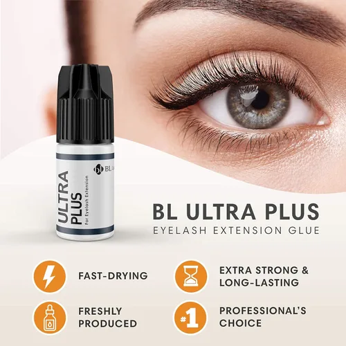 Miniatura 5 de BL Lashes Ultra Plus - Pegamento de extensión de pestañas extra fuerte, secado de 2 a 3 segundos, gran retención de 7 semanas, adhesivo negro, larga