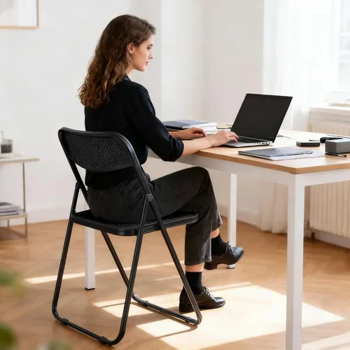 Miniatura 8 de Paquete de 2 sillas plegables de plástico, sillas plegables de plástico, sillas de fiesta portátiles para interiores y exteriores, asientos