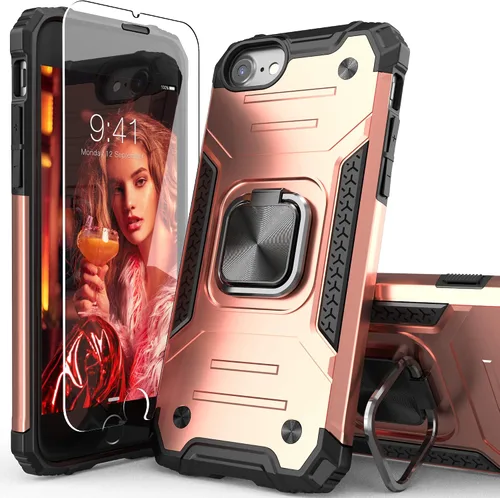 Miniatura 11 de Funda para iPhone SE 2020 con protector de pantalla, a prueba de golpes, con soporte de automóvil, ligera, funda protectora para iPhone 6/6s/7/8/SE