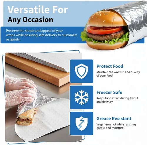 Miniatura 8 de ANGEL'S PEEL LOUNGE Hojas de papel de aluminio resistentes — Hojas de papel de aluminio que retienen el calor para burritos, sándwiches