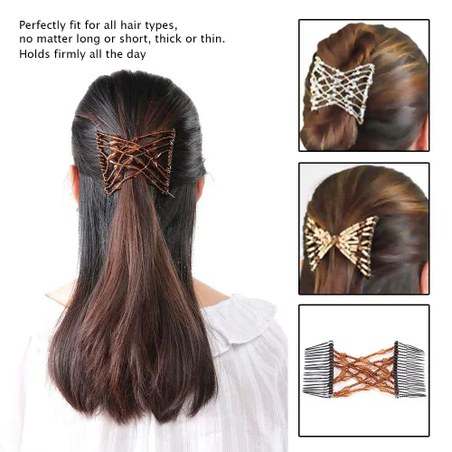 Miniatura 6 de Topsy cola herramienta para el cabello Pettine per capelli femminile pettine magico pettine vintage elastico per donna, pettine per capelli