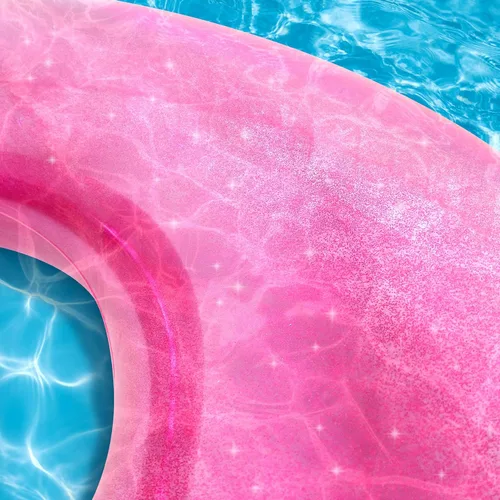 Miniatura 6 de Playtek - Anillo flotante gigante para piscina, tubo de natación redondo grande con purpurina rosa, flotadores duraderos para nadar en la playa