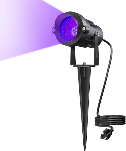 Onforu Foco de luz negra de 18 W para exteriores, IP65 impermeable, longitud de onda de 385-400 nm, luces negras de Halloween enchufables para