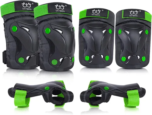 Miniatura 8 de TXJ Sports Rodilleras para niños y jóvenes, coderas con protectores de muñeca, juego de 6 unidades para niños de 3 a 14 años, monopatín, deportes