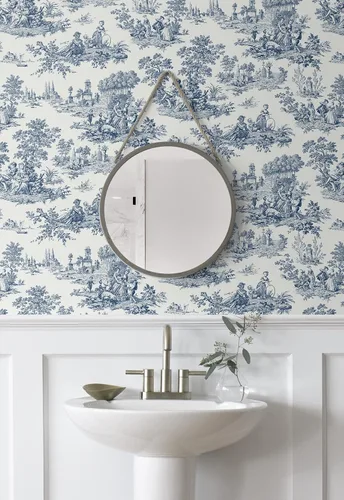 Miniatura 2 de NextWall Chateau Toile - Papel tapiz autoadhesivo (azul marino)