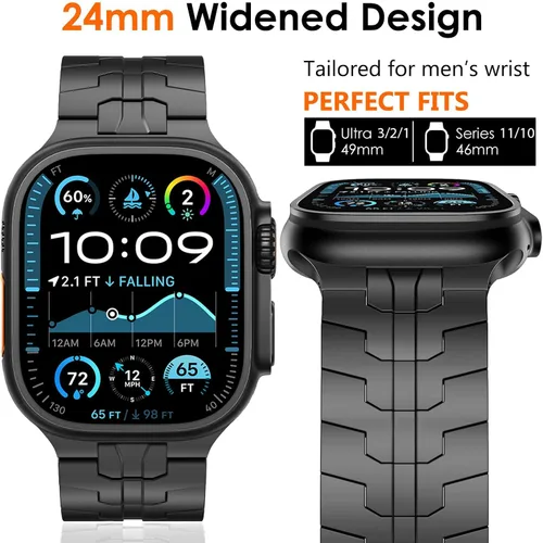 Miniatura 2 de Correa de acero inoxidable WINGLE para Apple Watch Band Ultra 3/2/1 Banda Ultra 49mm 46mm 45mm 44mm 42mm Series 11/10 SE 3/2/1 para hombres, bandas