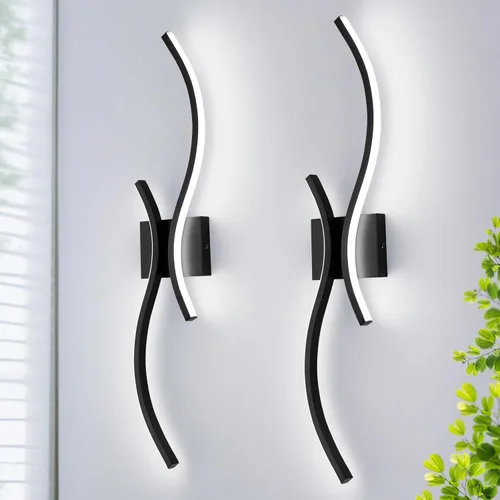 Miniatura 11 de CANEOE Moderna lámpara LED de pared, 39 pulgadas, aplique de pared LED negro para interiores, accesorios de tocador de baño sobre espejo para sala