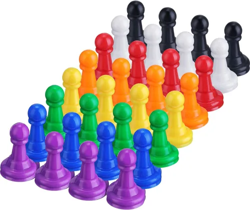 Shappy 32 piezas de ajedrez de plástico multicolor para juegos de mesa, peones, marcadores de mesa de 1 pulgada