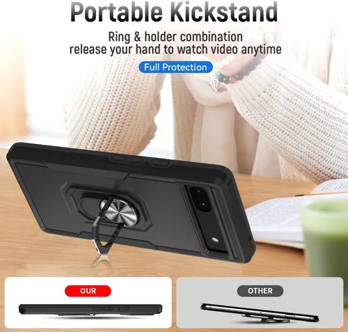 Miniatura 3 de Funda para Google Pixel 6A 5G con protector de pantalla, grado militar, de doble capa, resistente, a prueba de golpes, cubierta protectora de cuerpo