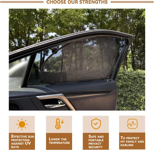 Miniatura 3 de Paquete de 2 persianas universales para ventana de automóvil para bebés, niños y mascotas, visera lateral, protección contra rayos UV, perfecta