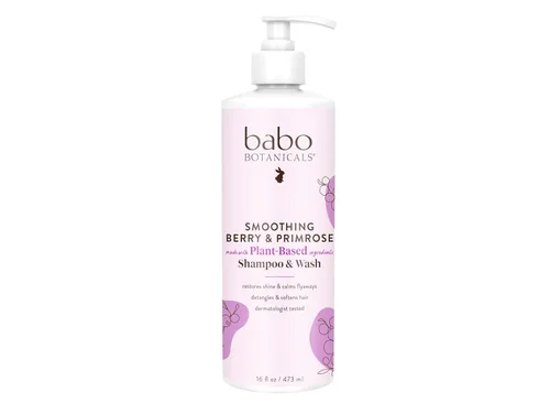 Babo Botanicals Champú y lavado 2 en 1 Smoothing Berry - Desenredante y nutritivo - Elimina el encrespamiento y previene la estática - Aceite de