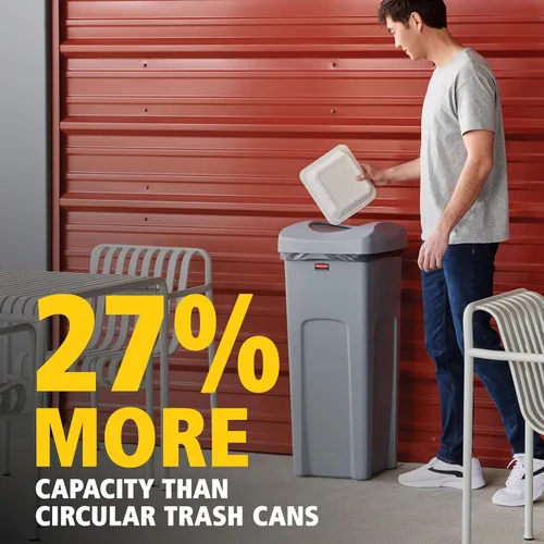 Miniatura 4 de Rubbermaid Commercial - bote de basura cuadrada intocable, Gris