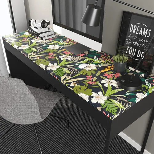 Miniatura 7 de VEELIKE Papel tapiz floral negro de 17.7 x 118 pulgadas, papel tapiz tropical oscuro para dormitorio, baño, autoadhesivo, extraíble, botánico, papel
