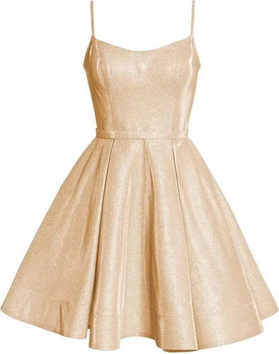 Vestidos de fiesta de graduación con tirantes delgados para mujer, vestidos de fiesta cortos con purpurina HC13, champán, 6, Champán