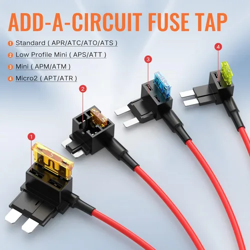 Miniatura 4 de RVBOATPAT 16 piezas 12V Fusibles de grifo de perfil bajo Mini Micro2 Portafusibles Automotriz Kit de fusibles para añadir un circuito ATO ATC ATM