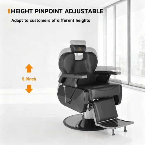 Miniatura 6 de Silla de peluquería hidráulica reclinable silla de peluquería sillas de peluquería silla de pelo 360 grados giratoria sillas de peluquería para Negro