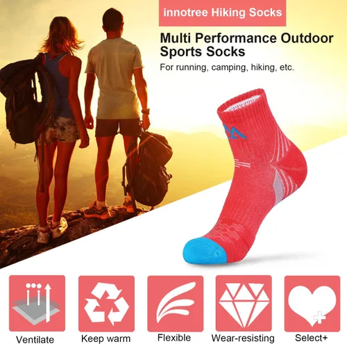 Miniatura 6 de innotree Paquete de 5 calcetines acolchados de senderismo para mujer, calcetines ligeros que absorben la humedad, para exteriores, senderismo