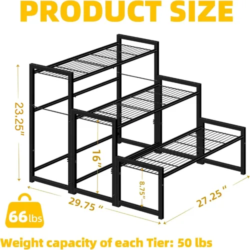 Miniatura 6 de Simple Trending Soporte de metal de 3 niveles para plantas al aire libre e interior, impermeable, apilable, resistente, estante alto para plantas