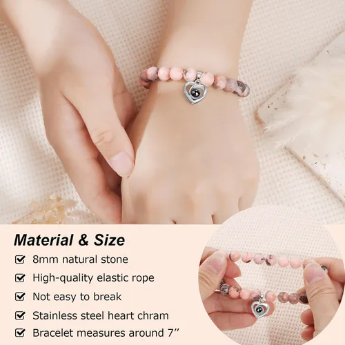 Miniatura 3 de JoycuFF Pulsera con texto en inglés "I Love You" en 100 idiomas, regalos únicos para hija, nieta, novia, hermana, aniversario significativo