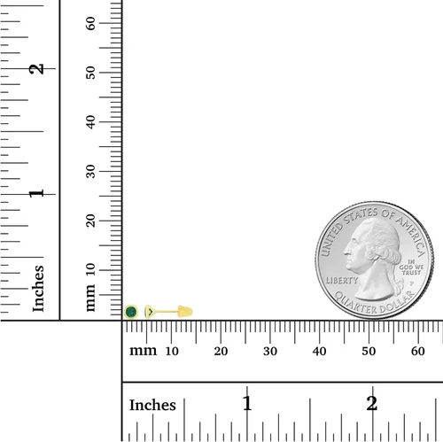 Miniatura 4 de Aretes de tuerca de oro macizo de 14 quilates, hipoalergénicos, de 0.118 pulgadas, redondo, con bisel de piedra natal auténtica, con cierre