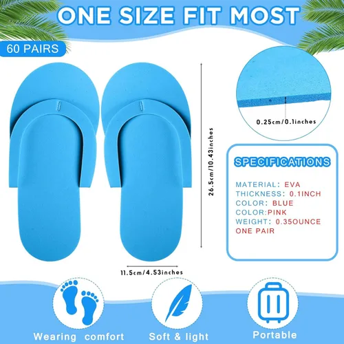 Miniatura 4 de JenPen 60 Pairs Disposable Pedicure Slippers Foam Spa Pedi Flip Flops Bulk Foldable Sandals Shoes for Guest Women Men Salon Spa Hotel Shower Foot