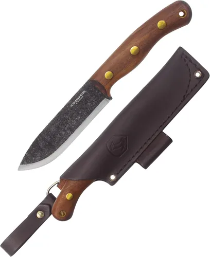 Condor Herramienta y cuchillo Bisonte Bushcraft Cuchillo – Acero de alto carbono 1095 – Funda de cuero soldada hecha a mano – Hoja de 4.7 pulgadas –