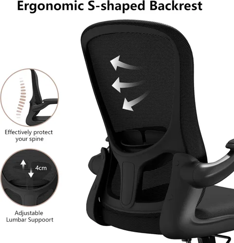 Miniatura 8 de Silla de oficina ergonómica, cómoda silla giratoria para oficina en casa, silla de escritorio de malla transpirable, silla de computadora de apoyo