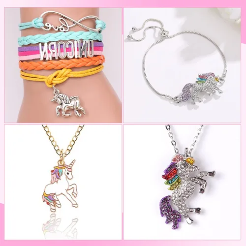 Miniatura 3 de Joyero musical de madera para niñas con juego de joyas a juego B-unicornio morado4