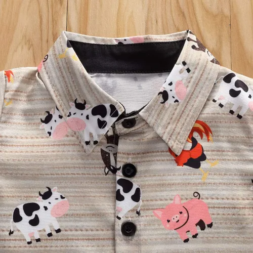 Miniatura 4 de Zoiuytrg Camisas con botones y cuello vuelto con estampado de vaca y cerdo diseño de caballo y vaca