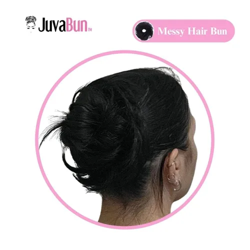 Miniatura 7 de Juvabun Pieza de pelo pequeño y desordenado color negro – Coletero sintético ondulado y rizado para mujer, mini extensión de moño para cabello fino