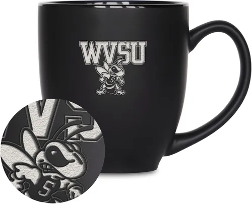 Miniatura 314 de Rico Industries - Taza de cerámica mate negra con grabado láser estándar de 15oz para NCAA (escuelas T & U) - Para bebidas calientes o frías