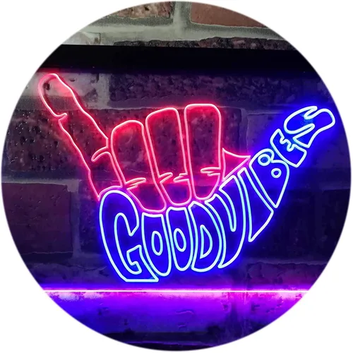 ADVPRO - Decoración para fiestas con diseño de mano y leyenda “Good Vibes”, con luces LED de colores, de neón - st6-i1076