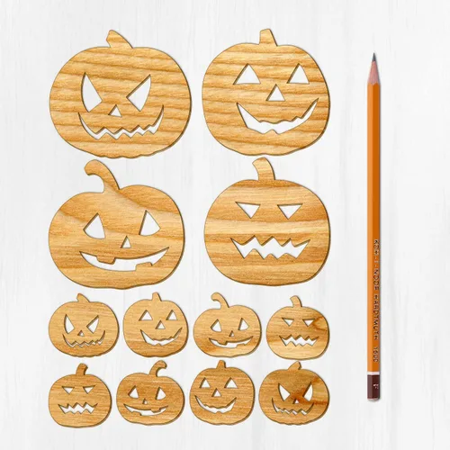 Miniatura 6 de Ajoure Fine Lasercut Embelishments # Lindas calabazas y árboles espeluznantes Halloween Vintage chapa madera contrachapada silueta para manualidades