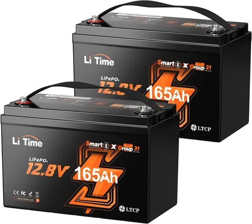 Miniatura 17 de Litime Batería de litio LiFePO4 de 12 V y 165 Ah Bluetooth, batería de ciclo profundo para motores de arrastre, tamaño grupo 31 con densidad