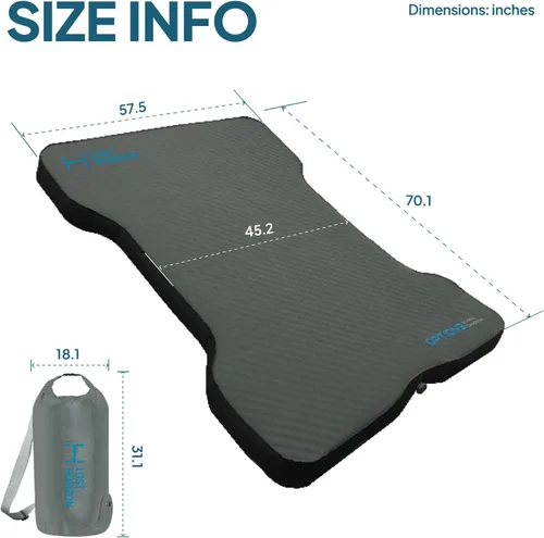 Miniatura 6 de Lost Horizon Colchón de aire para cama de camión con espuma, almohadilla de dormir autoinflable para tamaño matrimonial de 6 a 6.5 pies con saco