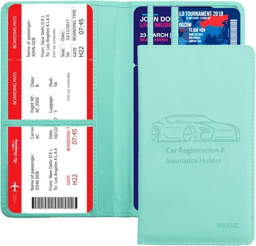 Miniatura 8 de Portador de Tarjeta de Registro e Seguro de Automóvil - Cartera Estuche Organizador de Documentos y Papeles de Automóvil de Cuero para Guantera