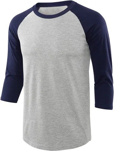 Miniatura 13 de Camisetas de béisbol deportivas básicas de algodón suave de manga larga raglán 3/4 para hombre