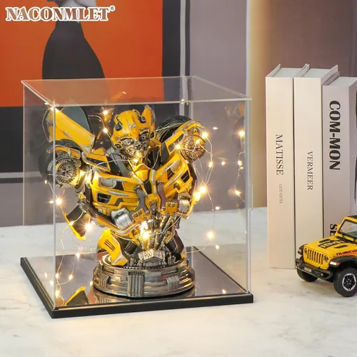 Miniatura 3 de Vitrina de acrílico transparente para figura de acción modelo Lego, caja de exhibición con base de espejo, caja organizadora a prueba de polvo