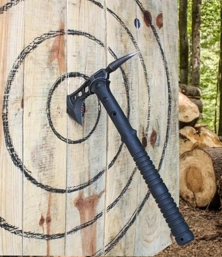 Miniatura 6 de Hacha de campamento, Tomahawk con pincho, hacha de supervivencia con funda, mango de fibra de nailon para supervivencia al aire libre, senderismo, 1
