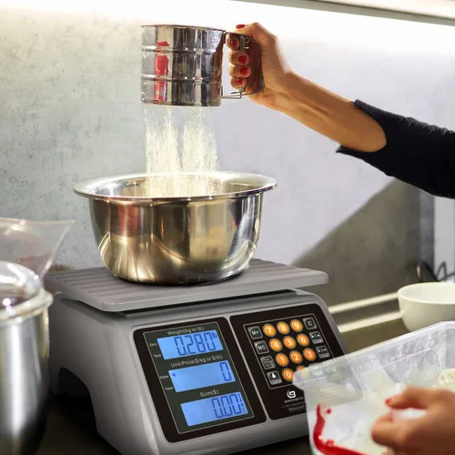 Miniatura 9 de Báscula comercial impermeable para alimentos de 66 libras con cálculo de precios, báscula digital recargable para carne, mariscos, productos